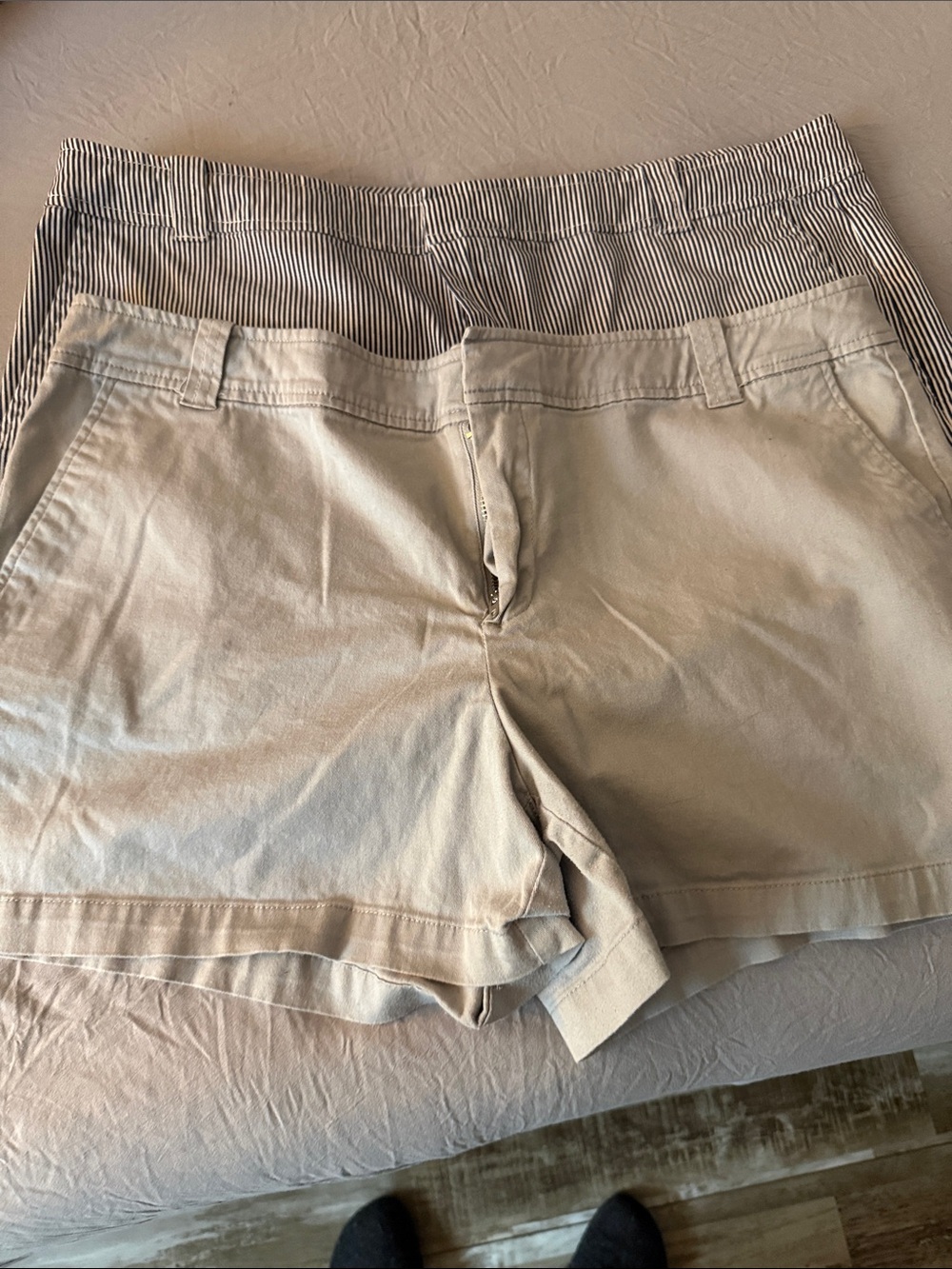 New York & Company Shorts 3.5 inch inseam. One gray pair and one navy/ striped.